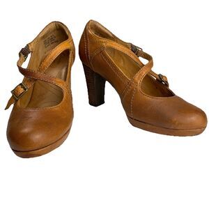 Indigo Clark’s Women Mary Jane Mock Twist Slide Fade Wash Block Heel Leather-6.5